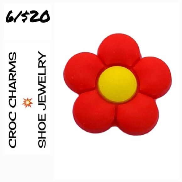 Boutique Accessories - Red Daisy Flower 🌼 Bogg Bag Charm 👜 Rubb Shoe Jewelry Floral Sunflower
